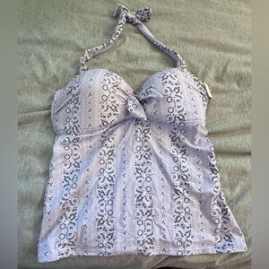 Jessica Simpson Purple Bustier Tie Front Tankini Top